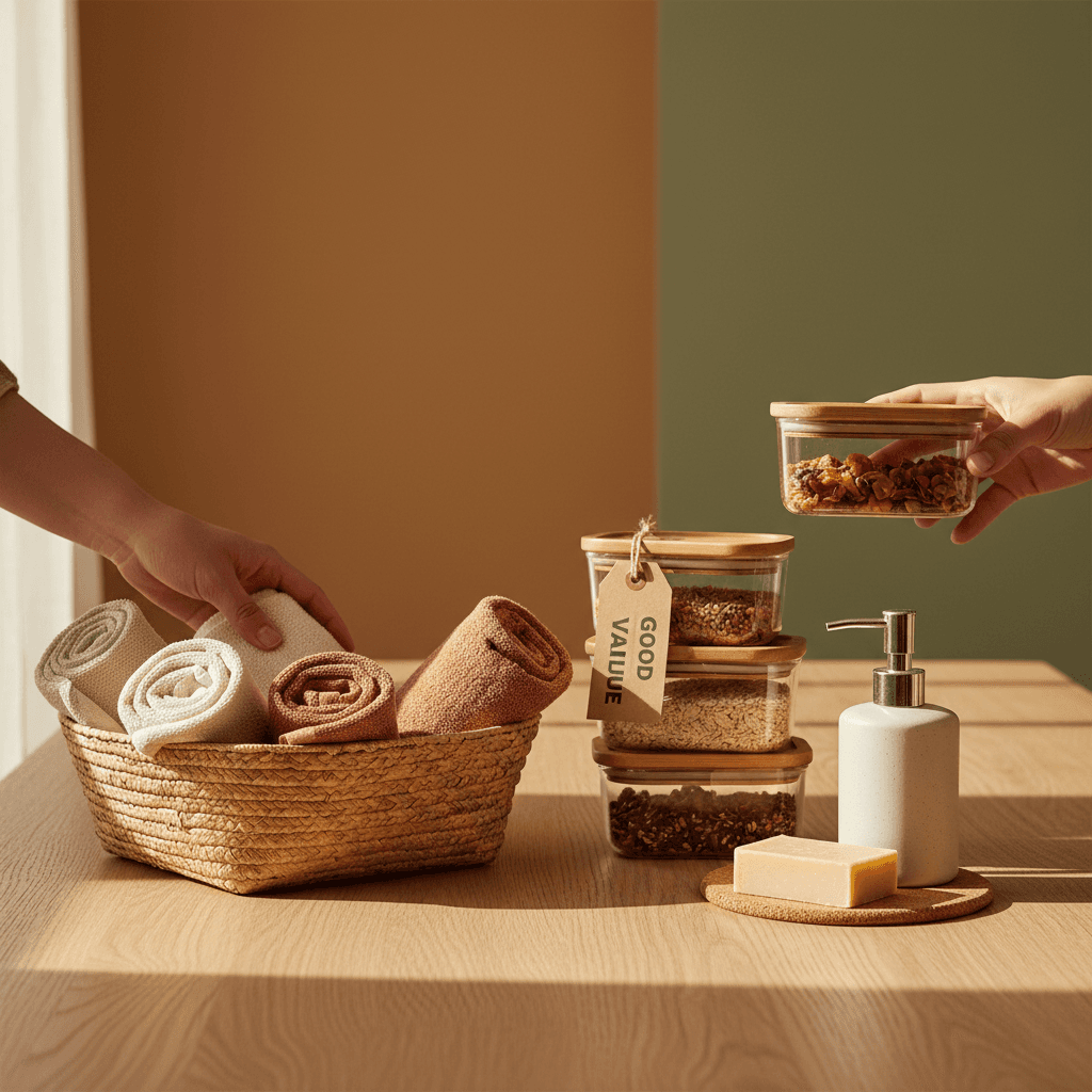 A bright, accessible lifestyle aesthetic medium shot showing a product display or arrangement