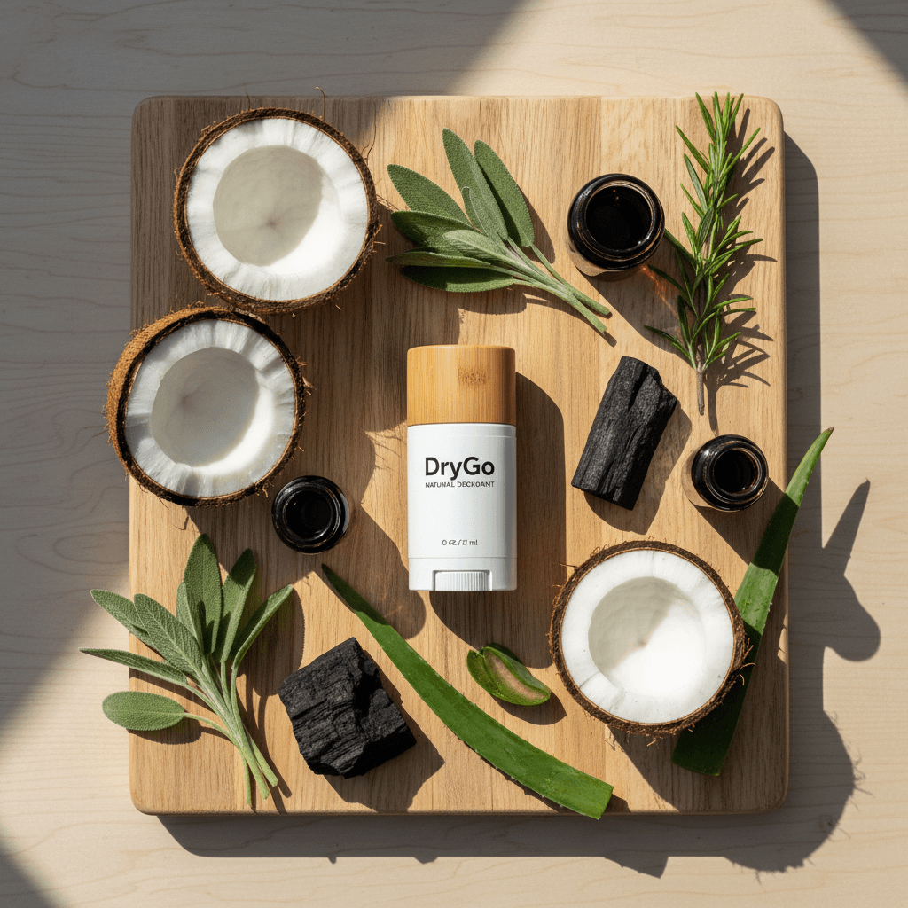 DryGo deodorant with natural ingredients and botanicals